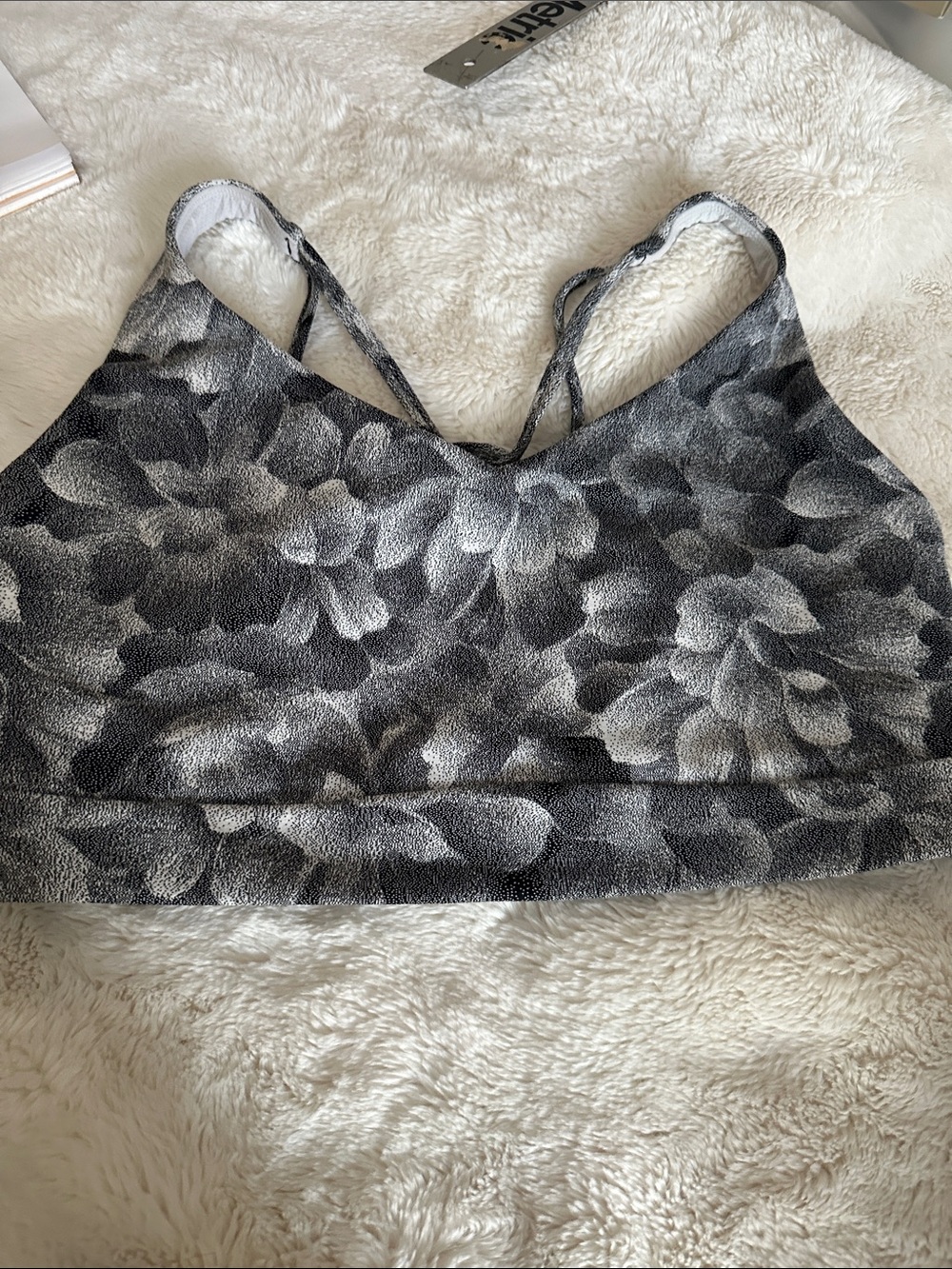 Athleta Gray Floral Seamless Sports Bra